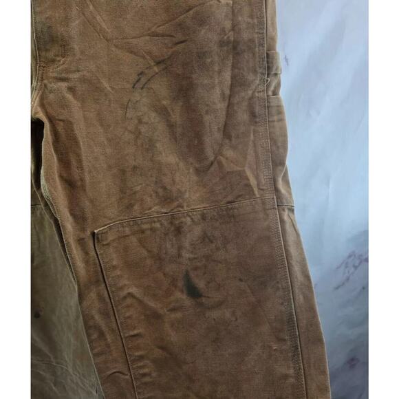 Carhartt Overalls Men 44 X 30 Bib Brown Duck Canvas Carpenter Straight R01 Vtg - Picture 7 of 12